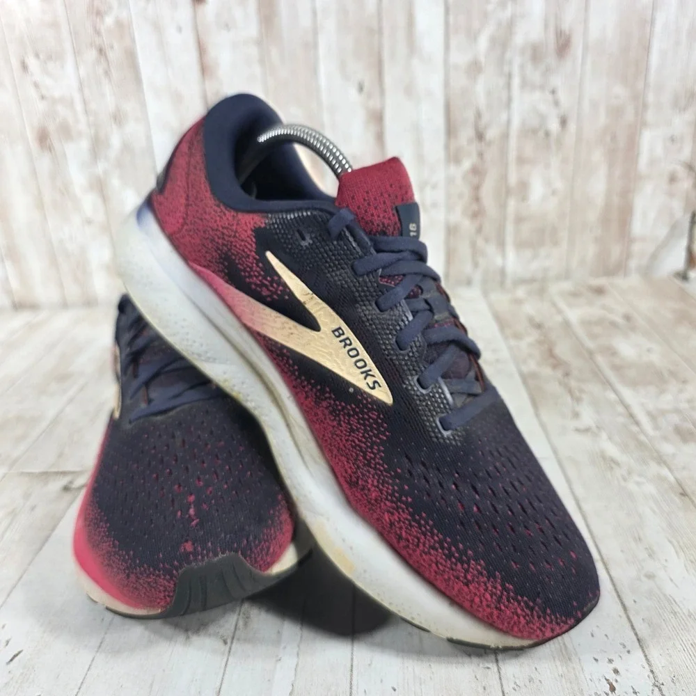 Brooks Ghost 16 Womens 10.5 Extra Wide 2E Navy Bordeaux Running Shoes